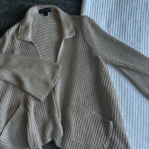 St. John Open-Front Knit Cardigan in Taupe